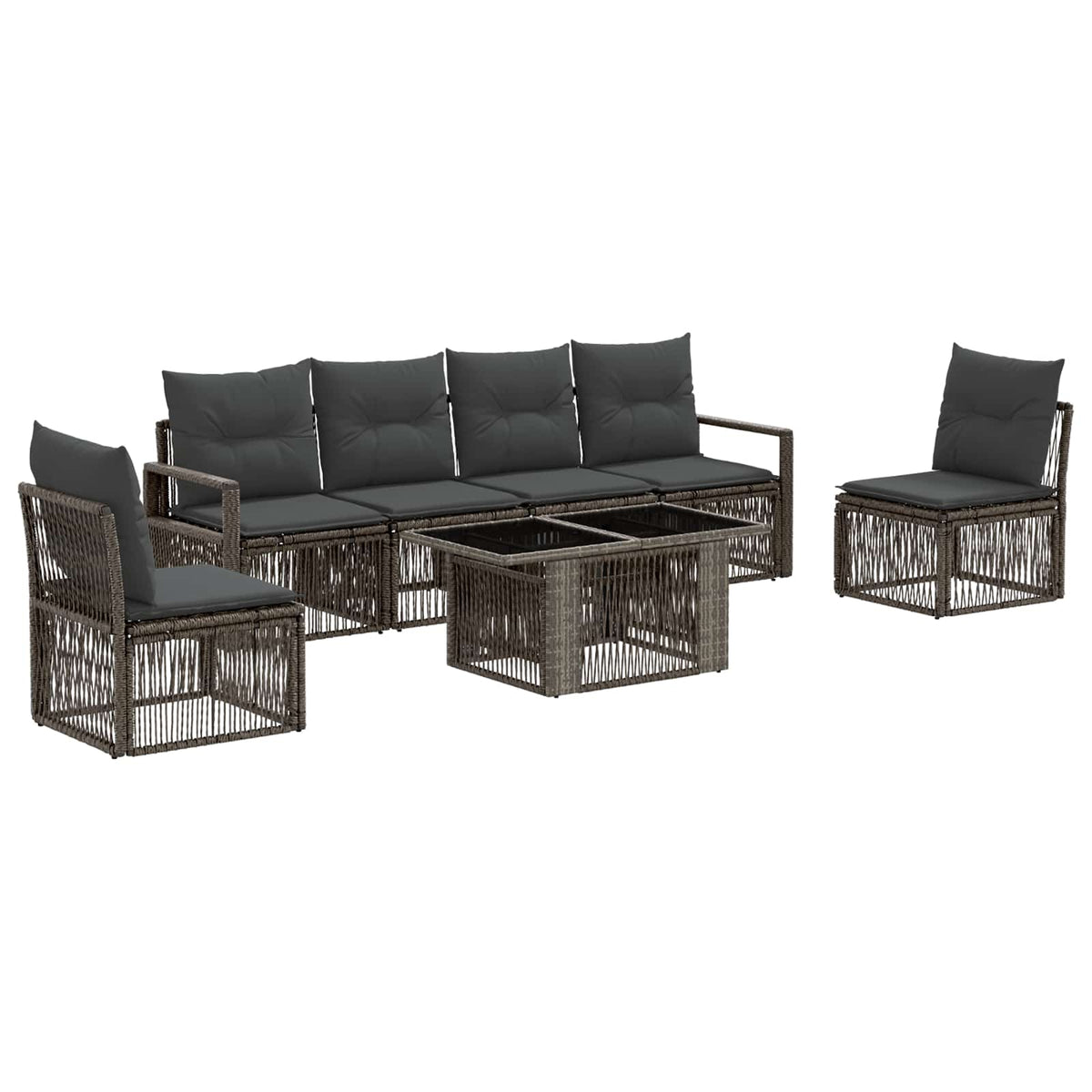 vidaXL Tuinbankenset 7 st Zwart en Cream Wit poly rattan