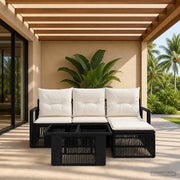vidaXL Tuinbankenset 5 st Zwart en Cream Wit poly rattan