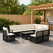 vidaXL Tuinbankenset 11 st Zwart en Cream Wit poly rattan