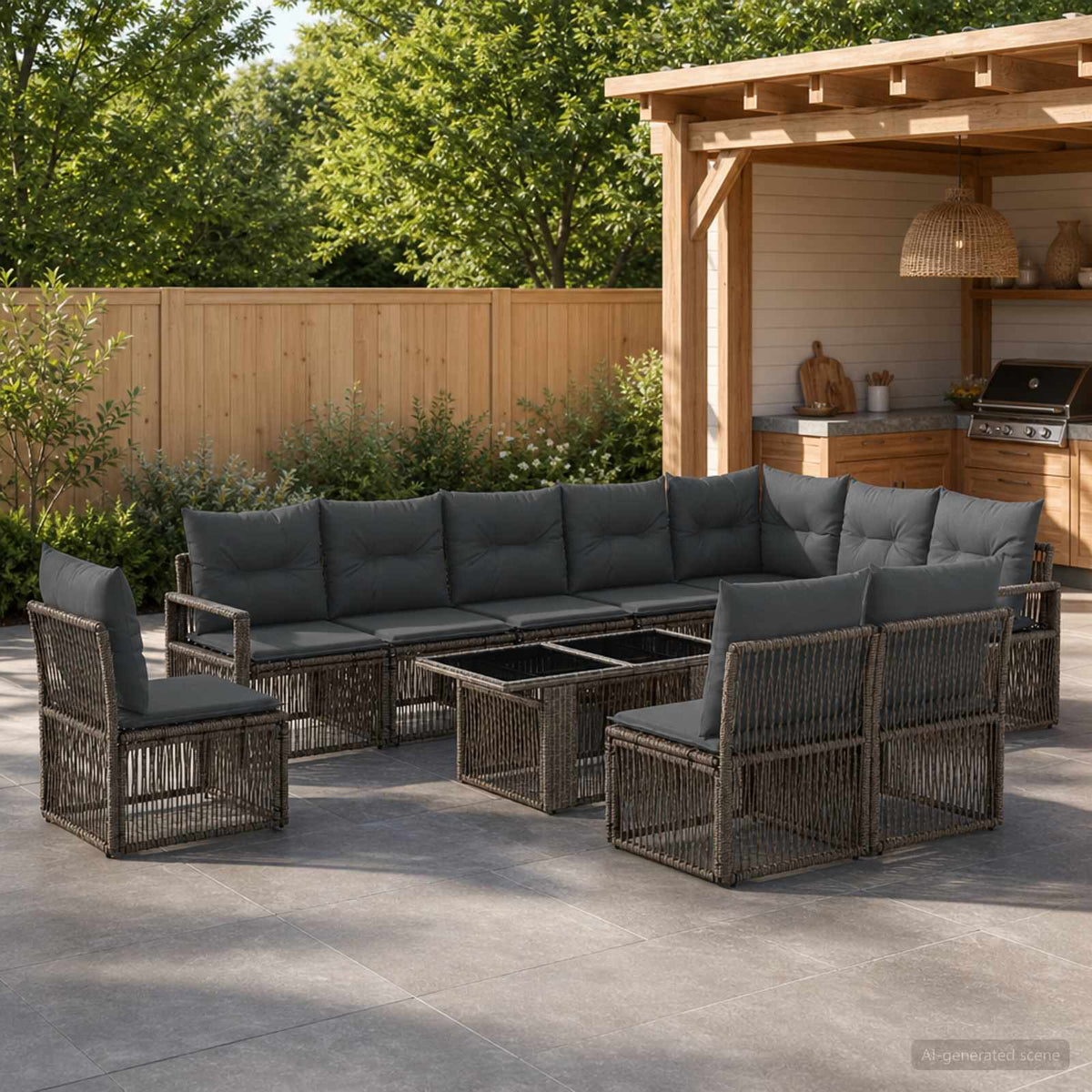 vidaXL Tuinbankenset 11 st Zwart en Cream Wit poly rattan