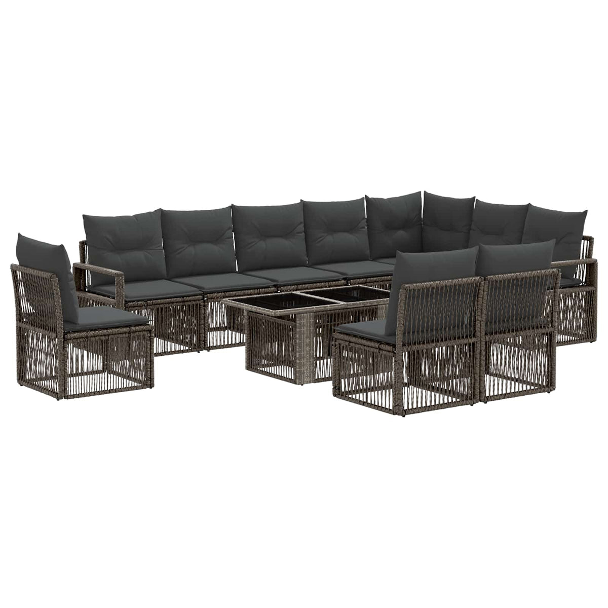 vidaXL Tuinbankenset 11 st Zwart en Cream Wit poly rattan
