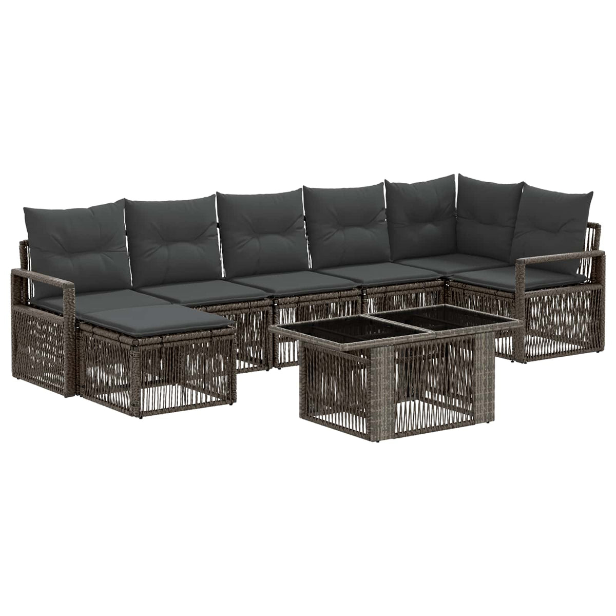 vidaXL Tuinbankenset 8 st Zwart en Cream Wit poly rattan