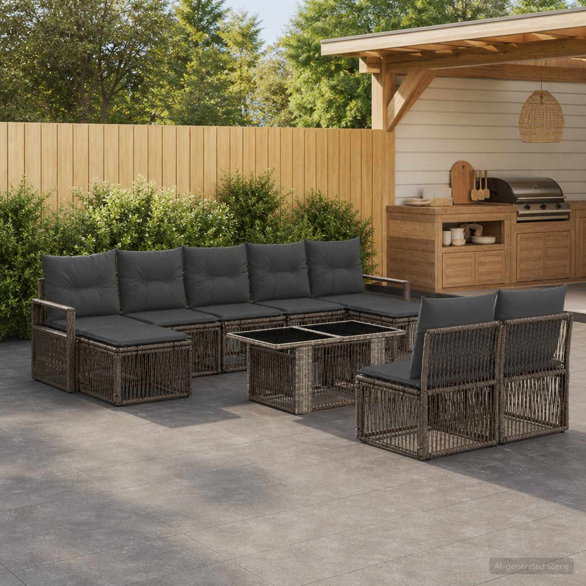 vidaXL Tuinbankenset 10 st Zwart en Cream Wit poly rattan