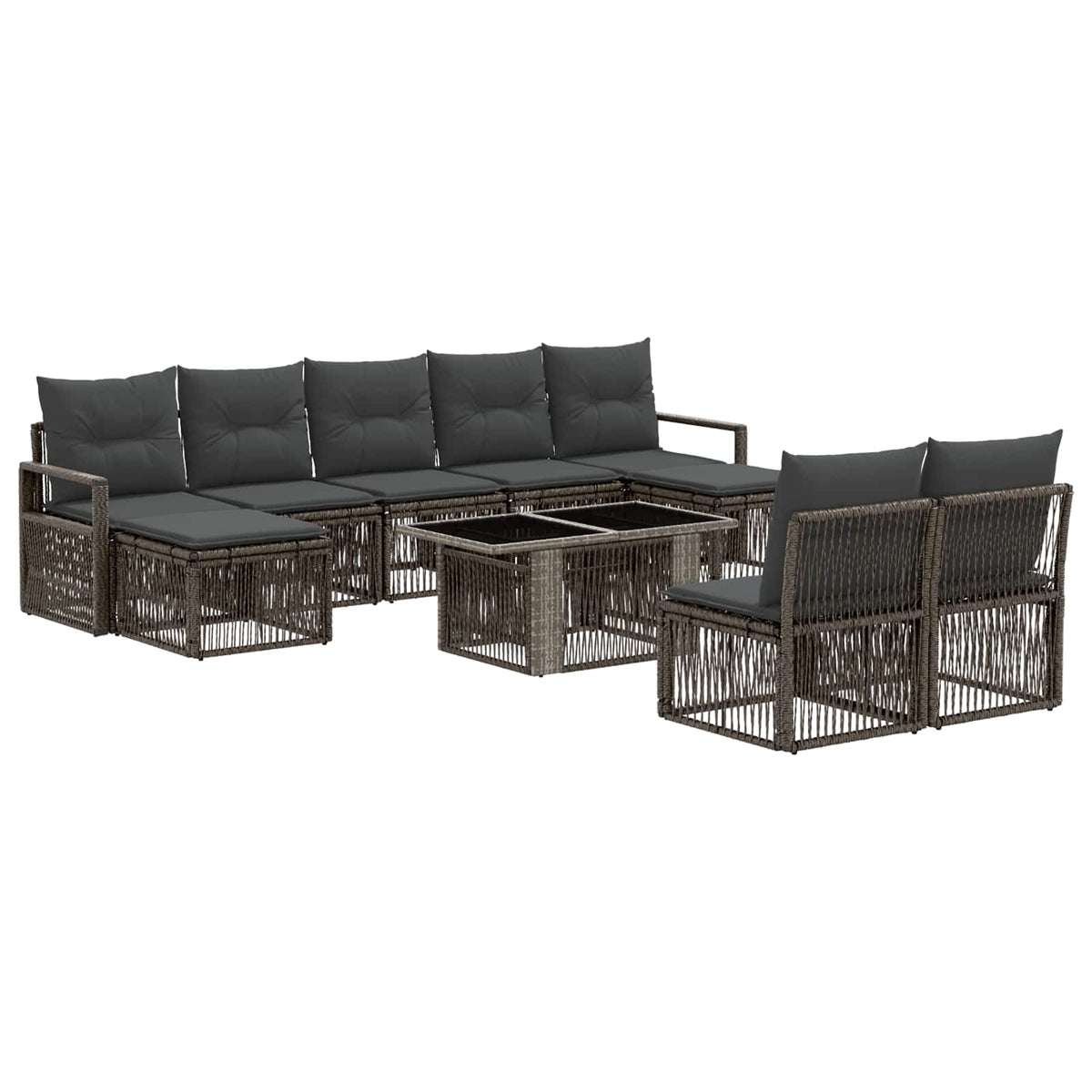 vidaXL Tuinbankenset 10 st Zwart en Cream Wit poly rattan
