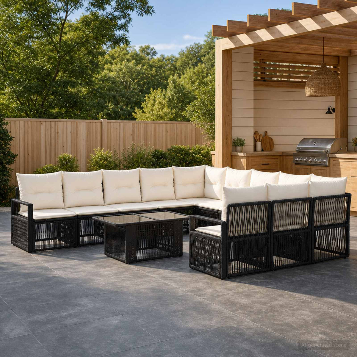 vidaXL Tuinbankenset 12 st Zwart en Cream Wit poly rattan