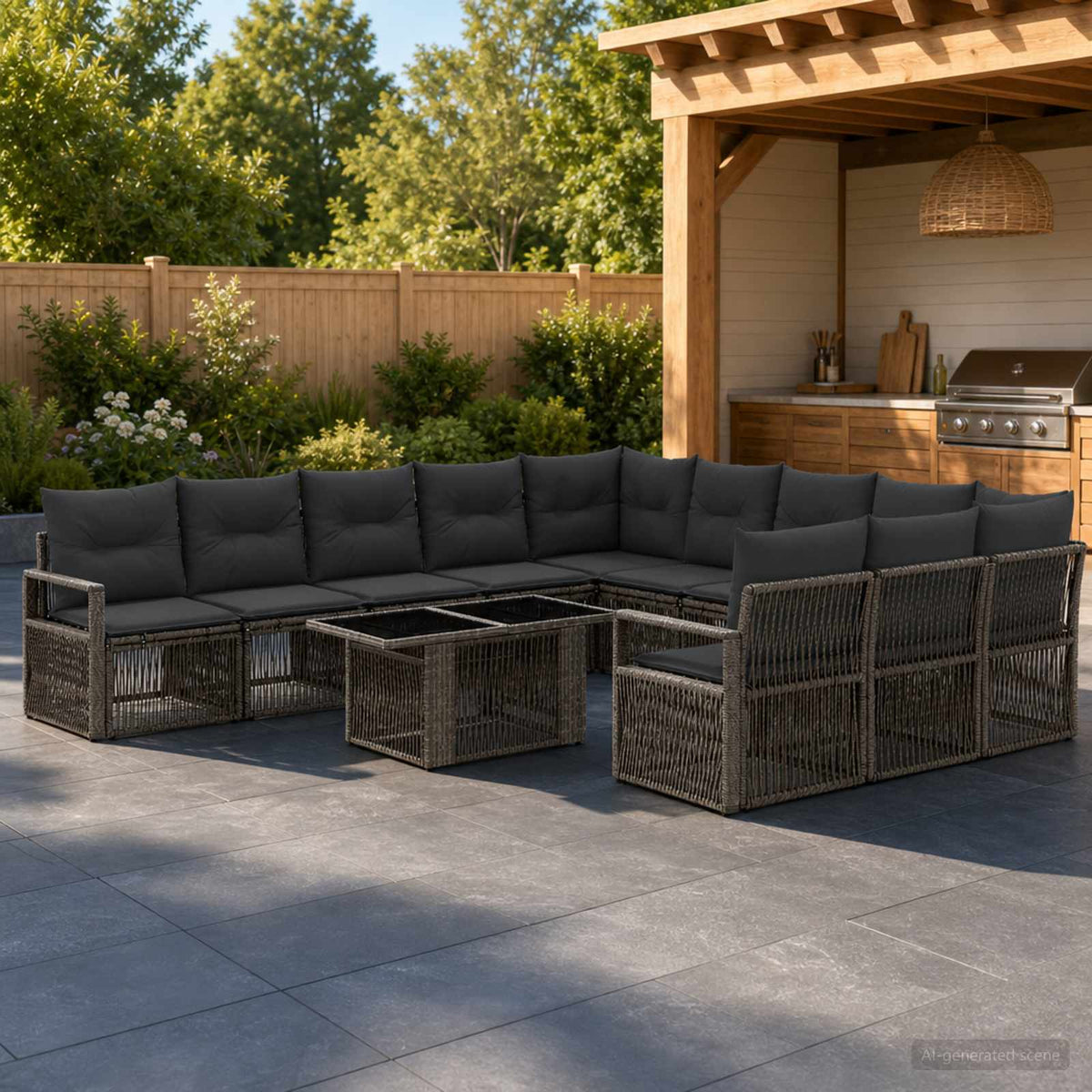 vidaXL Tuinbankenset 12 st Zwart en Cream Wit poly rattan