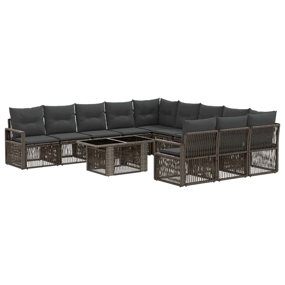 vidaXL Tuinbankenset 12 st Zwart en Cream Wit poly rattan