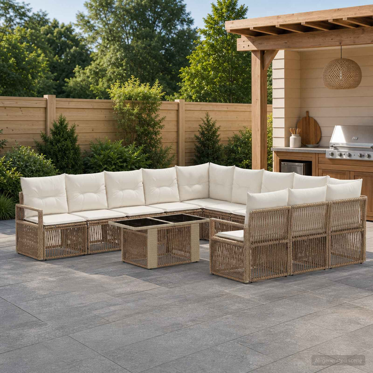 vidaXL Tuinbankenset 12 st Zwart en Cream Wit poly rattan
