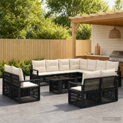 vidaXL Tuinbankenset 12 st Zwart en Cream Wit poly rattan