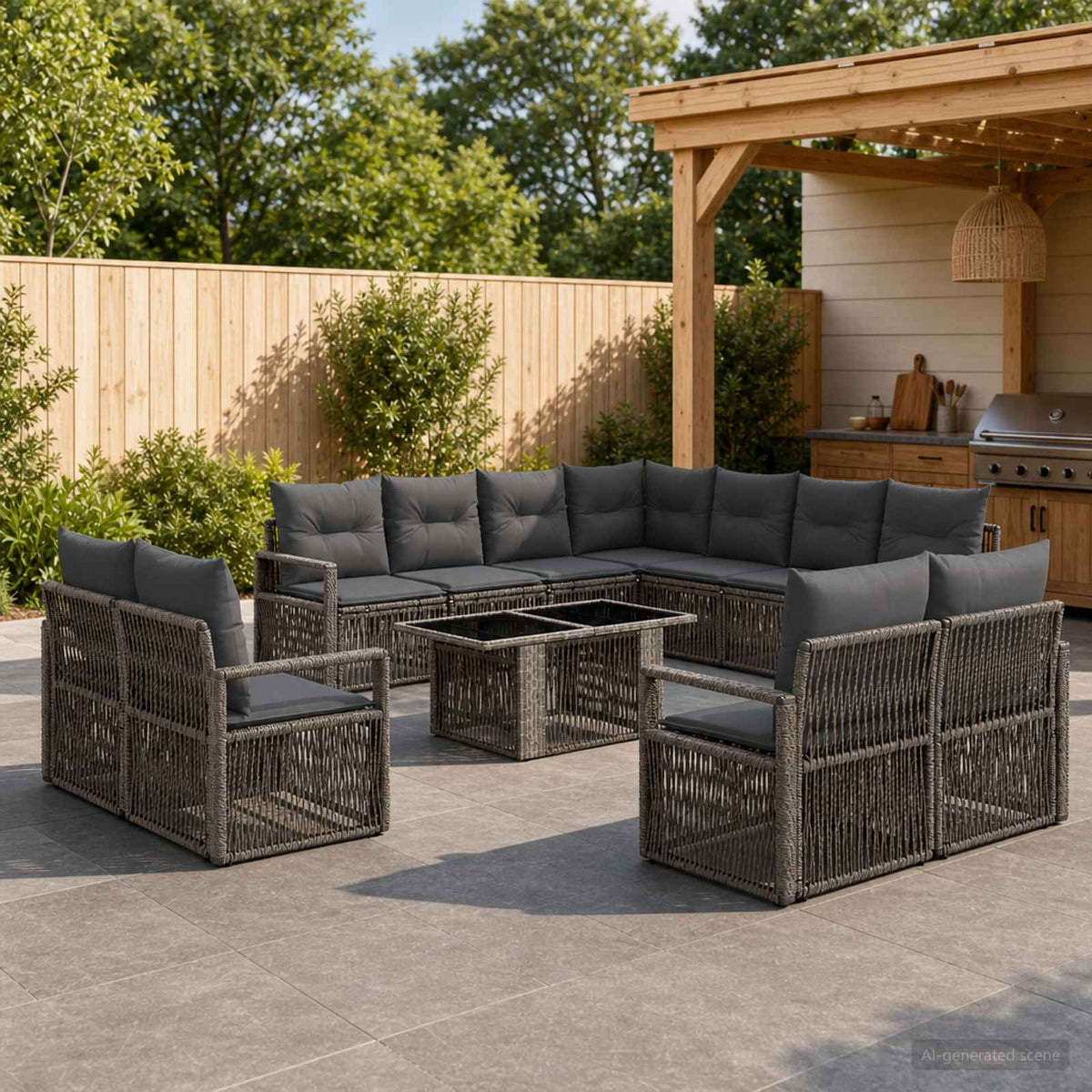 vidaXL Tuinbankenset 12 st Zwart en Cream Wit poly rattan