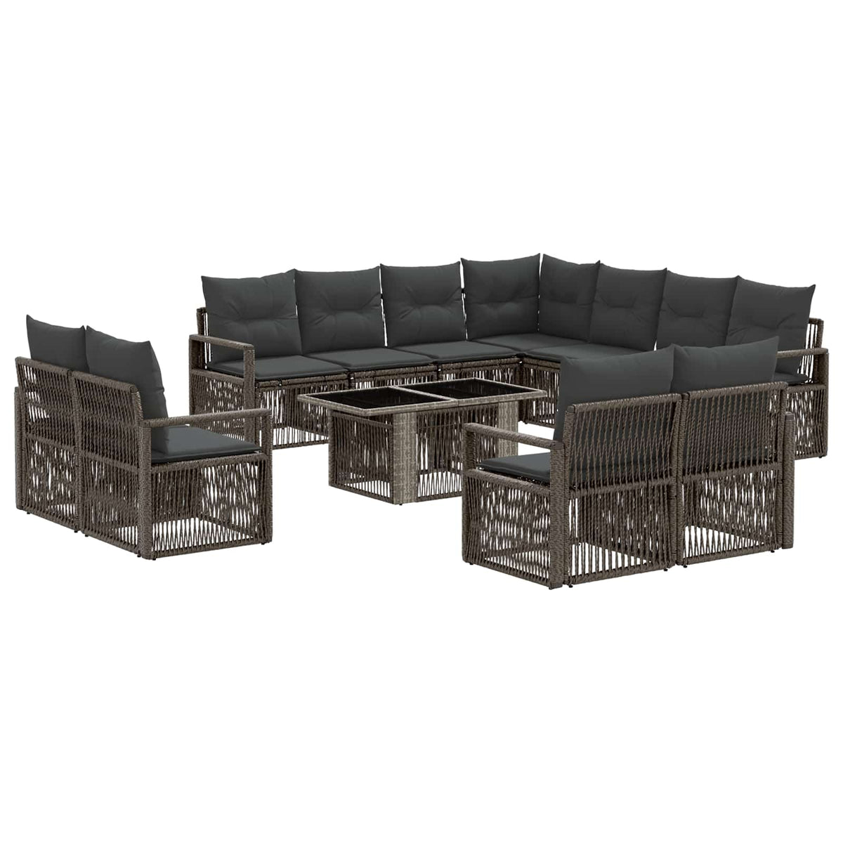 vidaXL Tuinbankenset 12 st Zwart en Cream Wit poly rattan