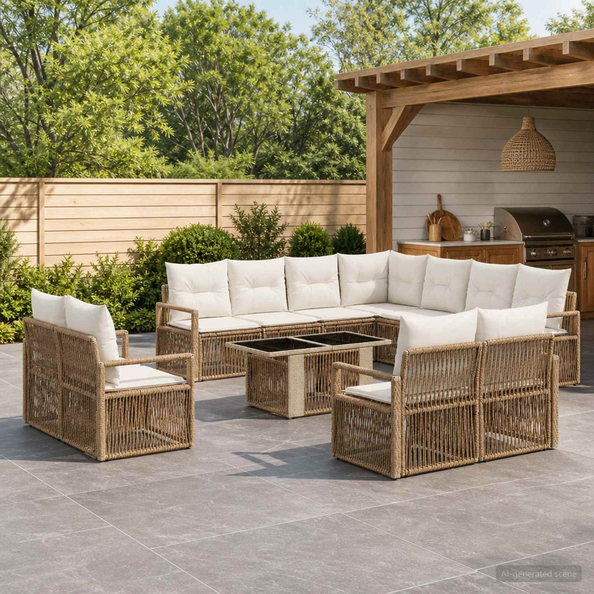 vidaXL Tuinbankenset 12 st Zwart en Cream Wit poly rattan