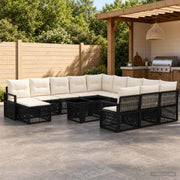 vidaXL Tuinbankenset 13 st Zwart en Cream Wit poly rattan