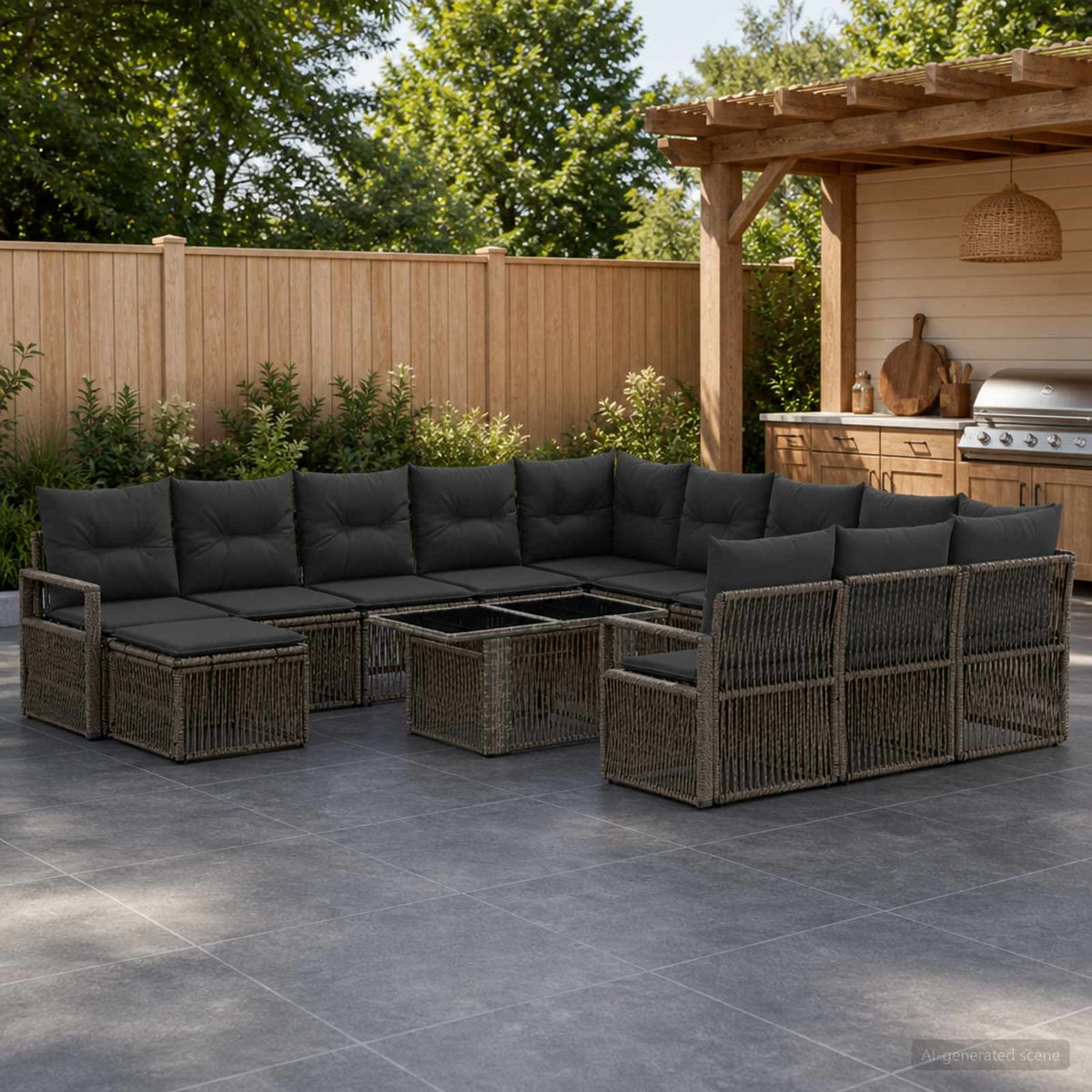 vidaXL Tuinbankenset 13 st Zwart en Cream Wit poly rattan