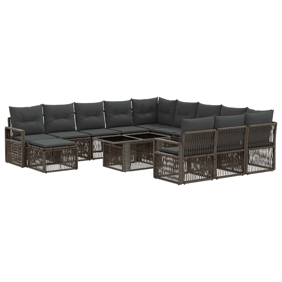 vidaXL Tuinbankenset 13 st Zwart en Cream Wit poly rattan