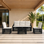 vidaXL Tuinbankenset 6 st Zwart en Cream Wit poly rattan