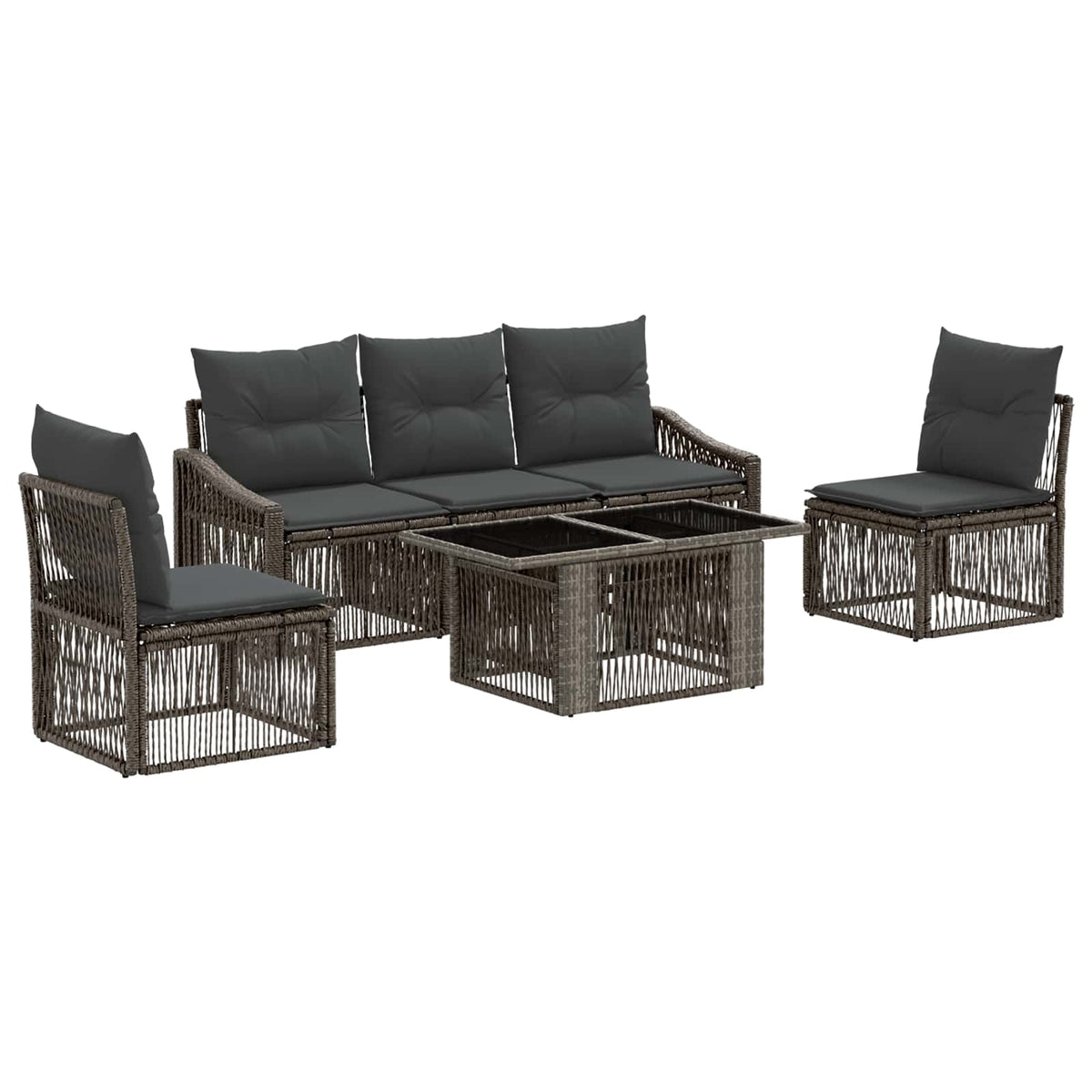 vidaXL Tuinbankenset 6 st Zwart en Cream Wit poly rattan