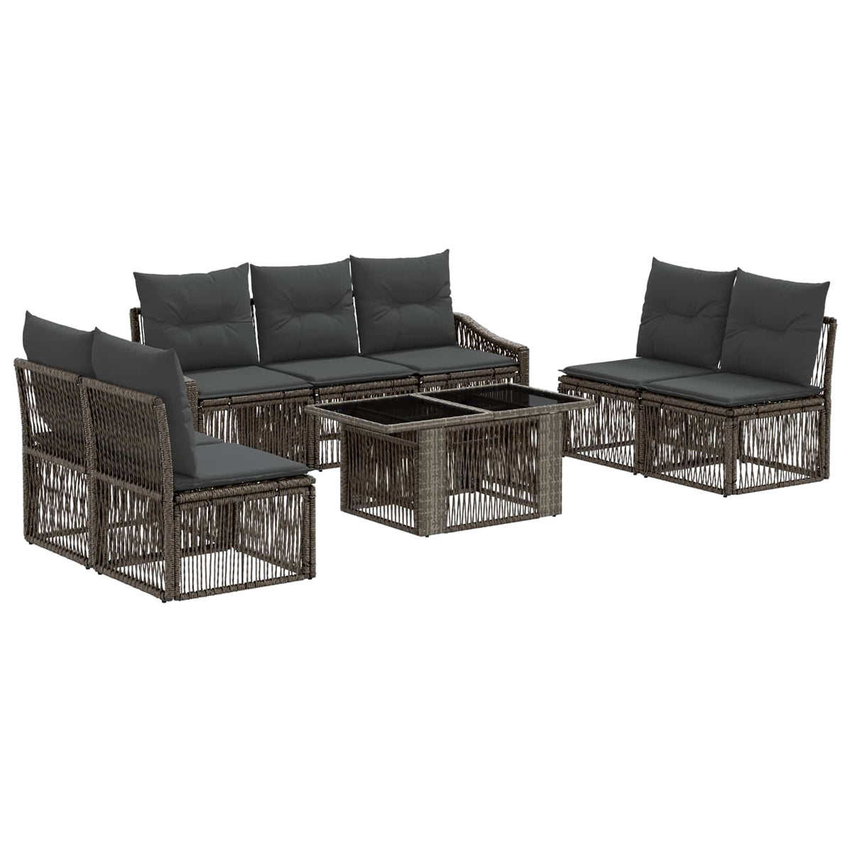 vidaXL Tuinbankenset 8 st Zwart en Cream Wit poly rattan