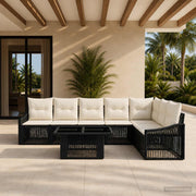 vidaXL Tuinbankenset 8 st Zwart en Cream Wit poly rattan