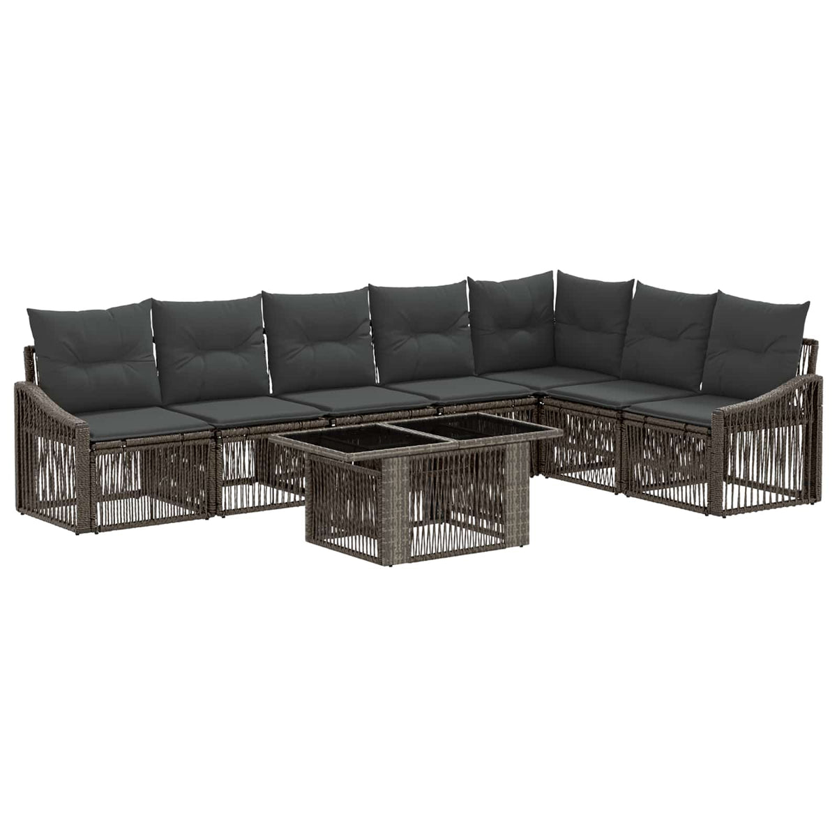 vidaXL Tuinbankenset 8 st Zwart en Cream Wit poly rattan