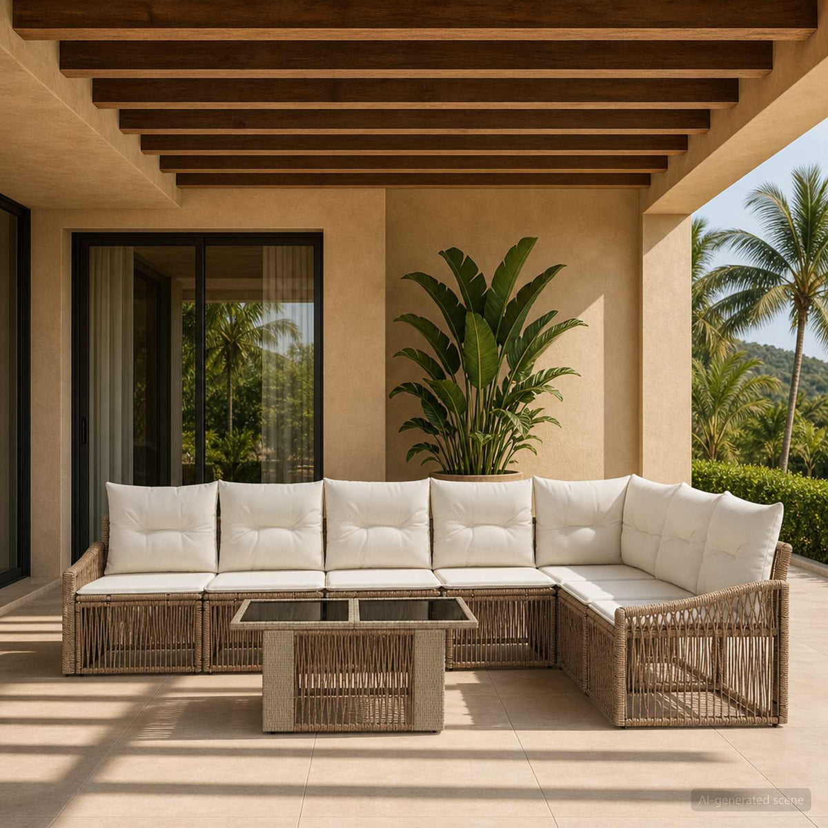 vidaXL Tuinbankenset 8 st Zwart en Cream Wit poly rattan
