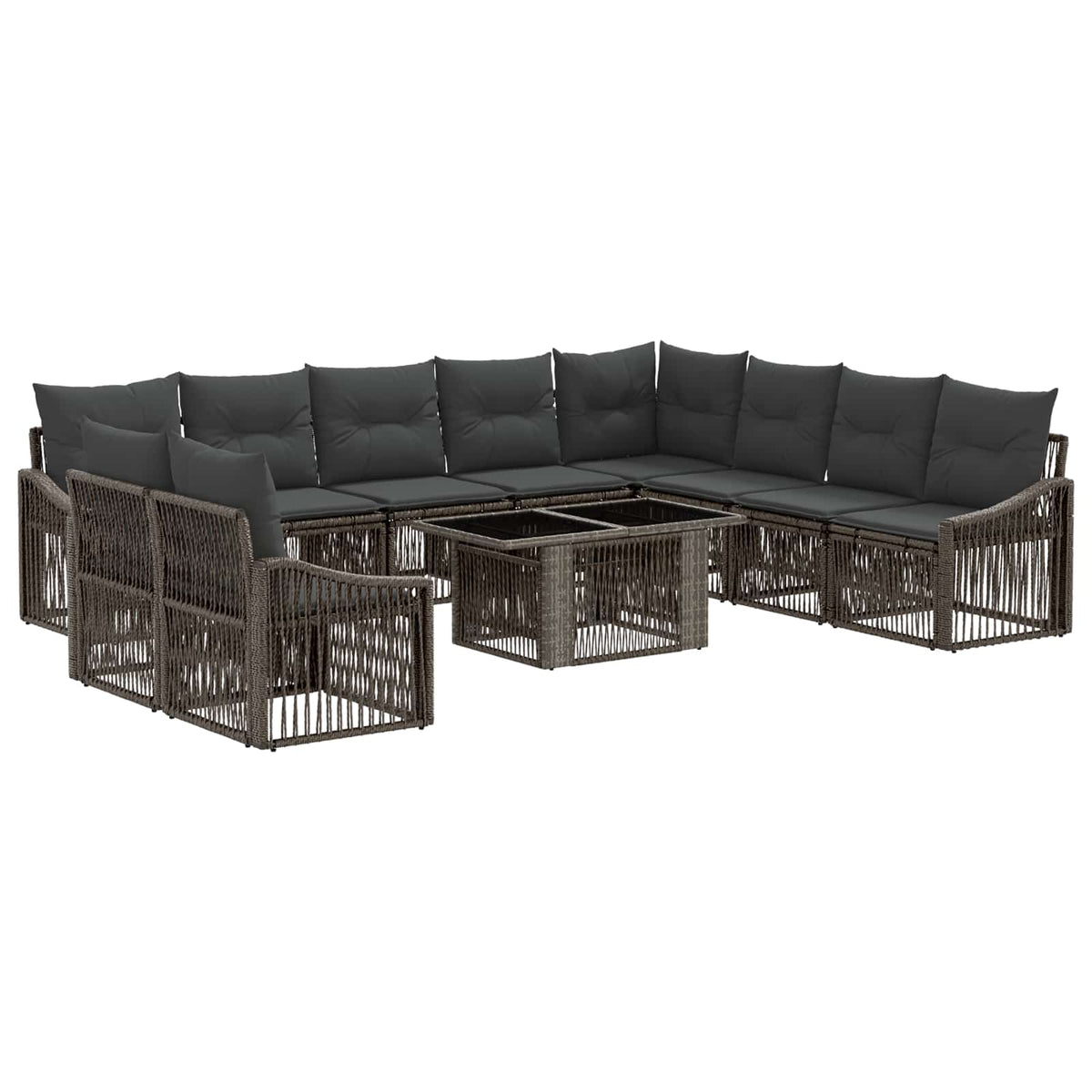 vidaXL Tuinbankenset 11 st Zwart en Cream Wit poly rattan