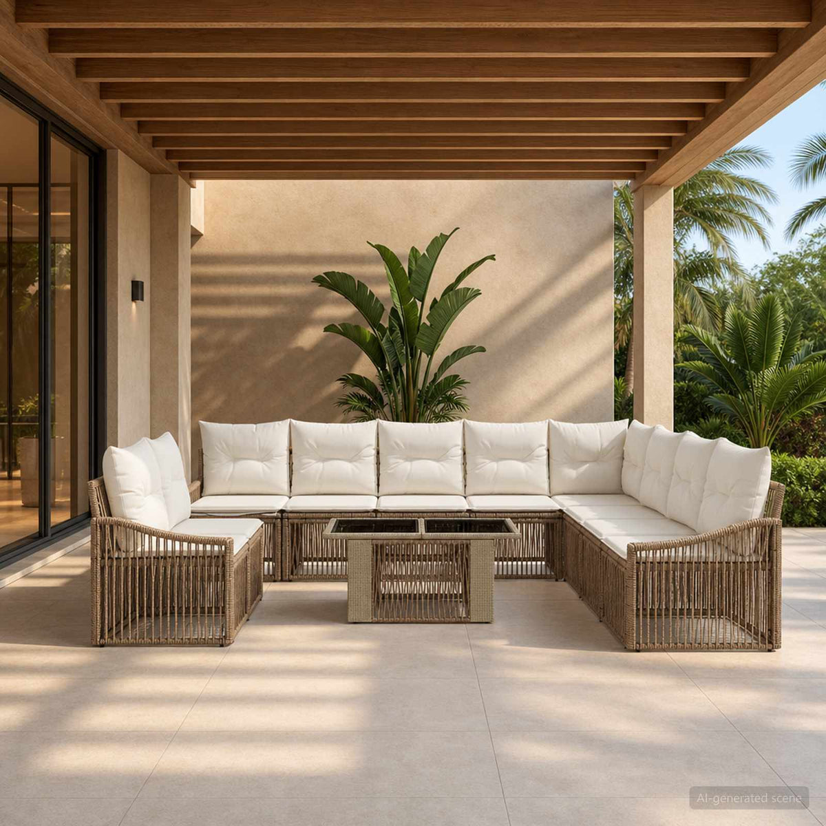 vidaXL Tuinbankenset 11 st Zwart en Cream Wit poly rattan