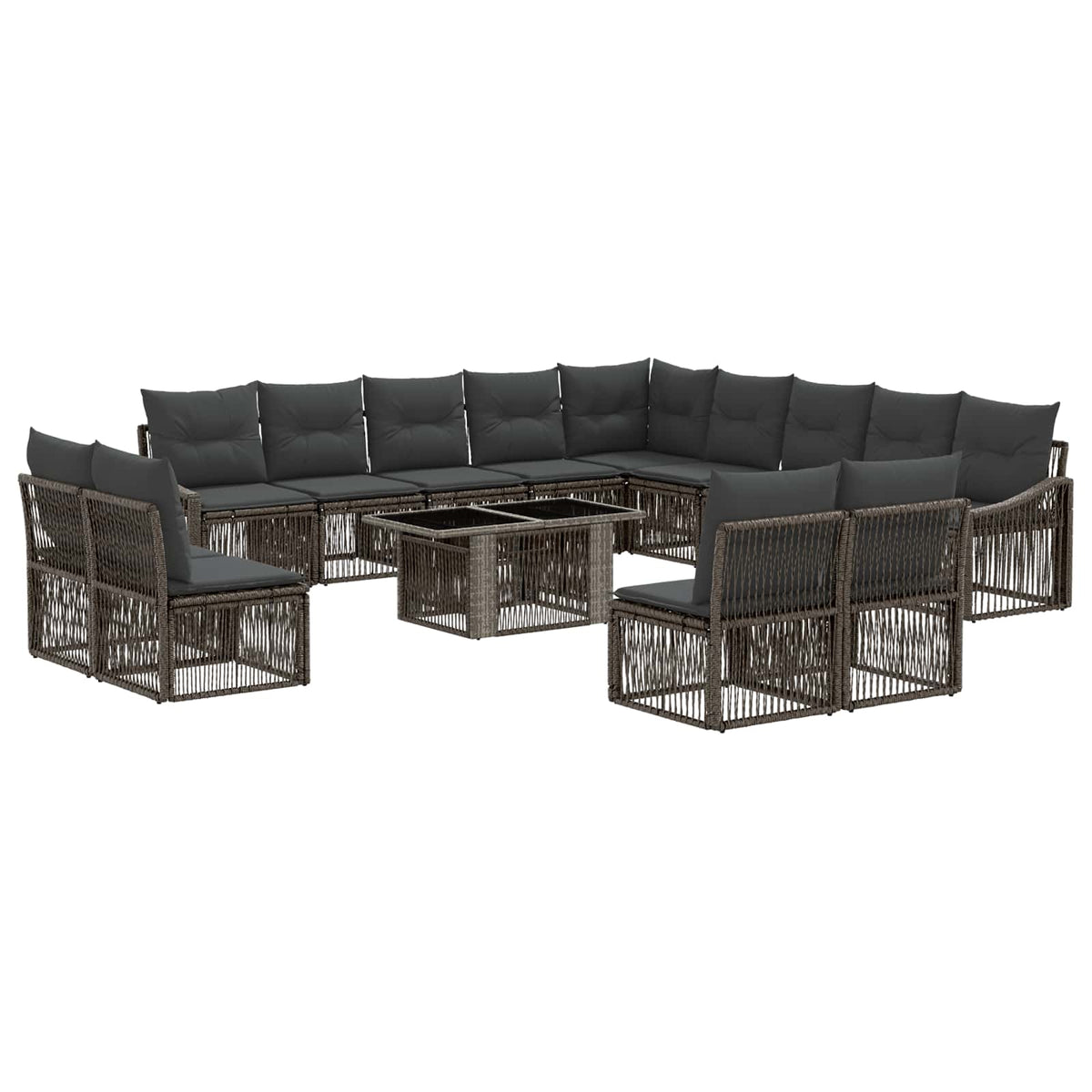vidaXL Tuinbankenset 14 st Zwart en Cream Wit poly rattan