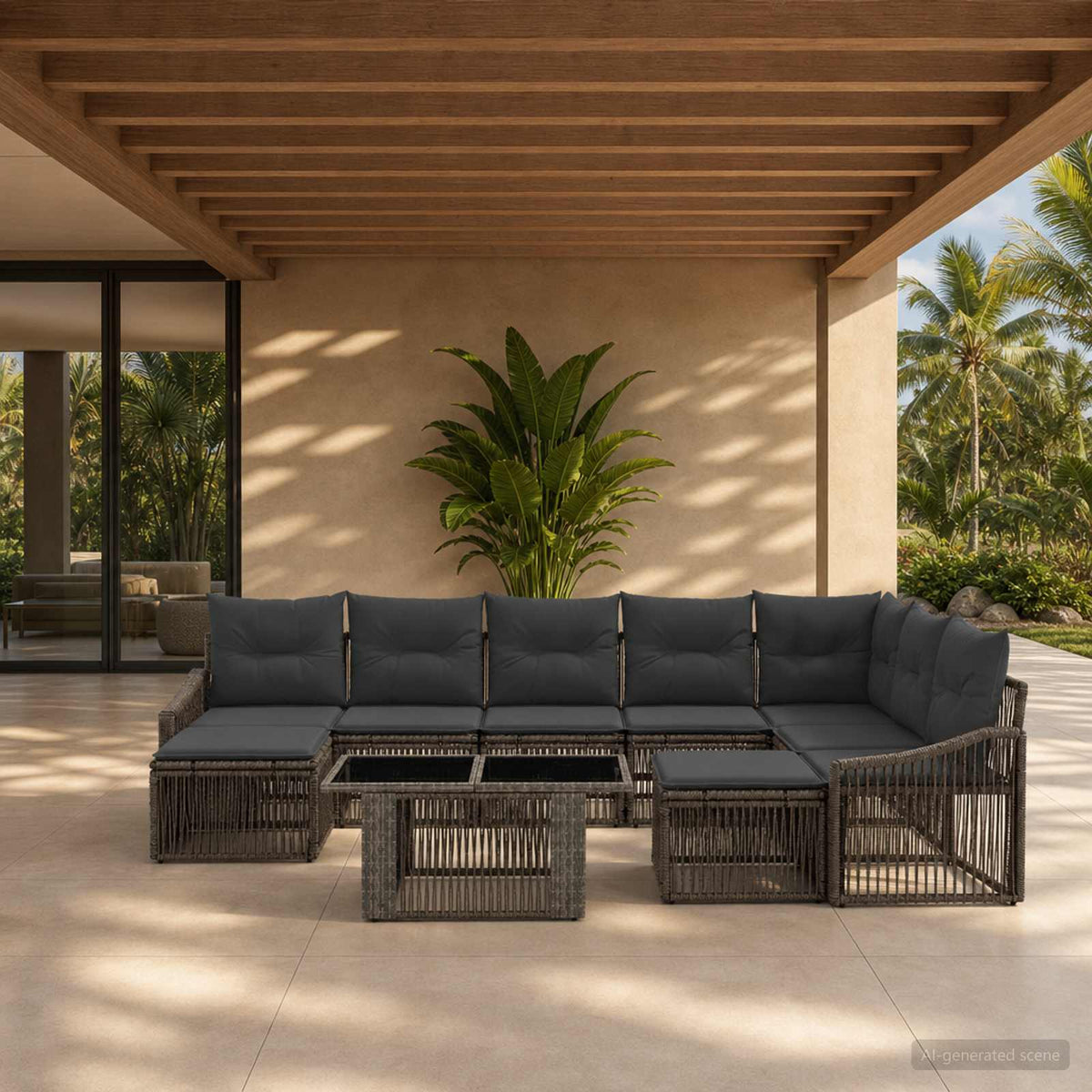 vidaXL Tuinbankenset 10 st Zwart en Cream Wit poly rattan