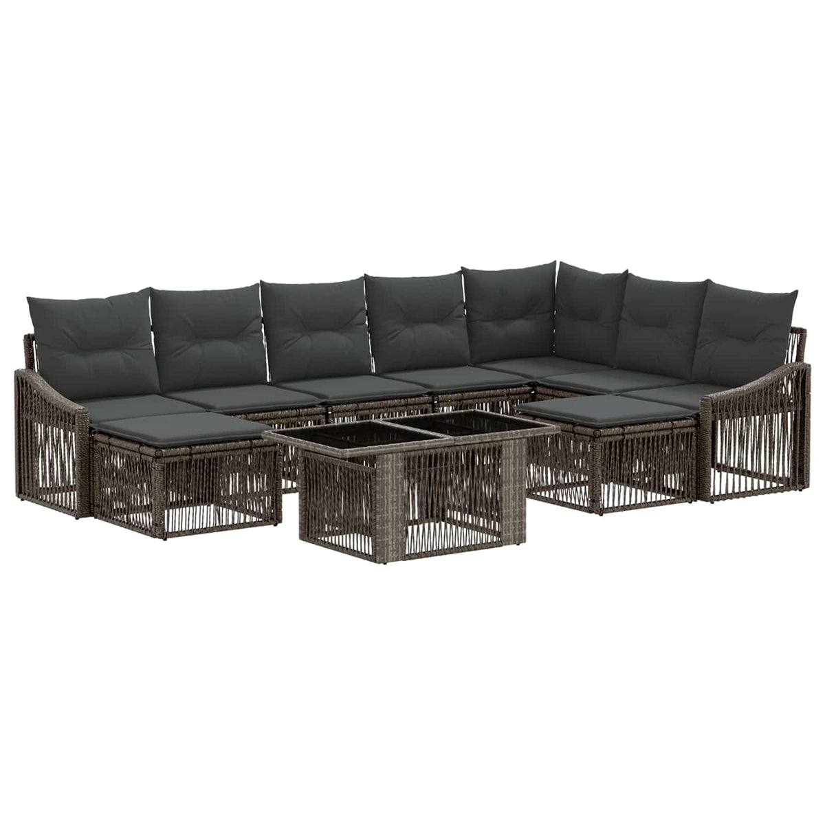 vidaXL Tuinbankenset 10 st Zwart en Cream Wit poly rattan