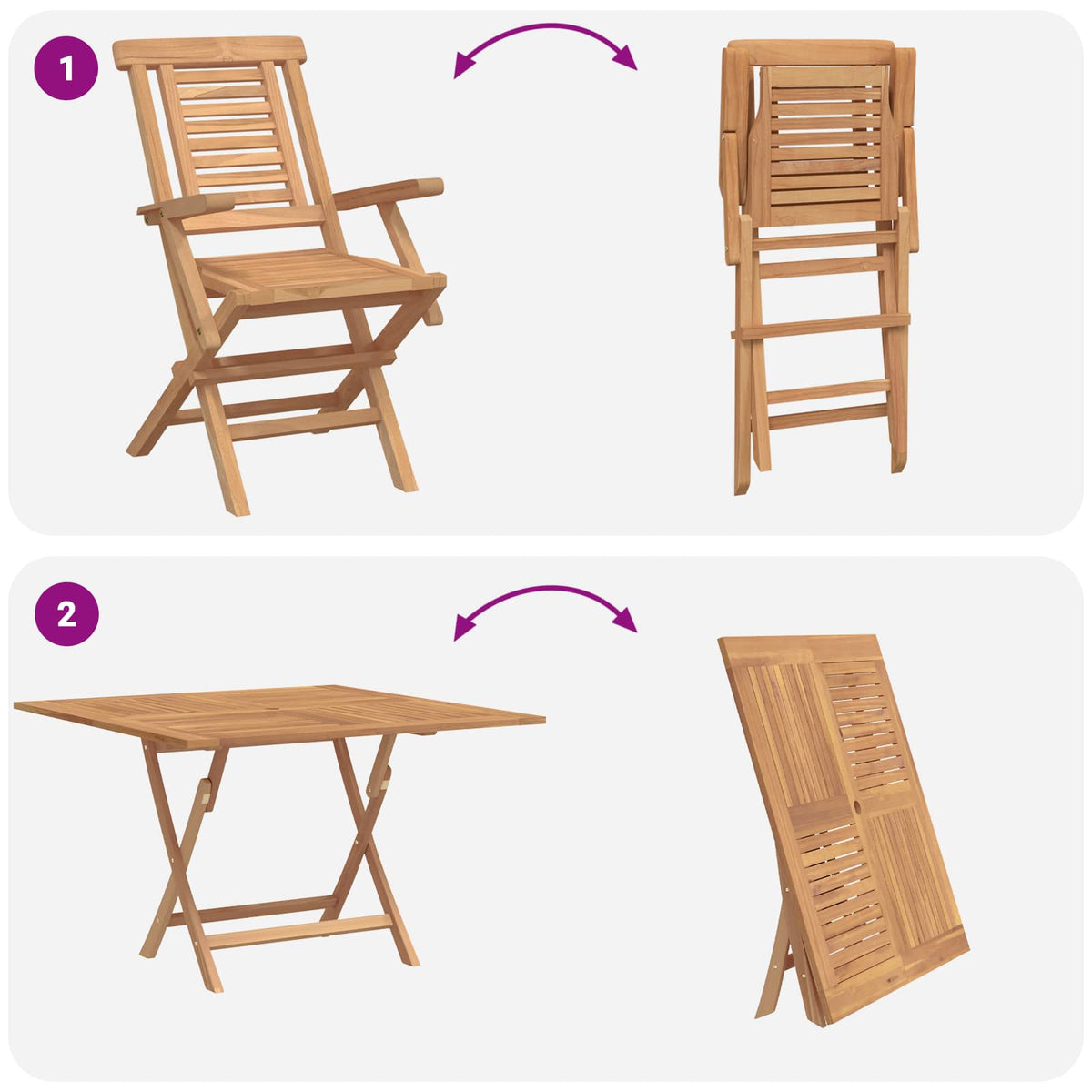 vidaXL Tuinset 5 st Bruin Massief Teakhout