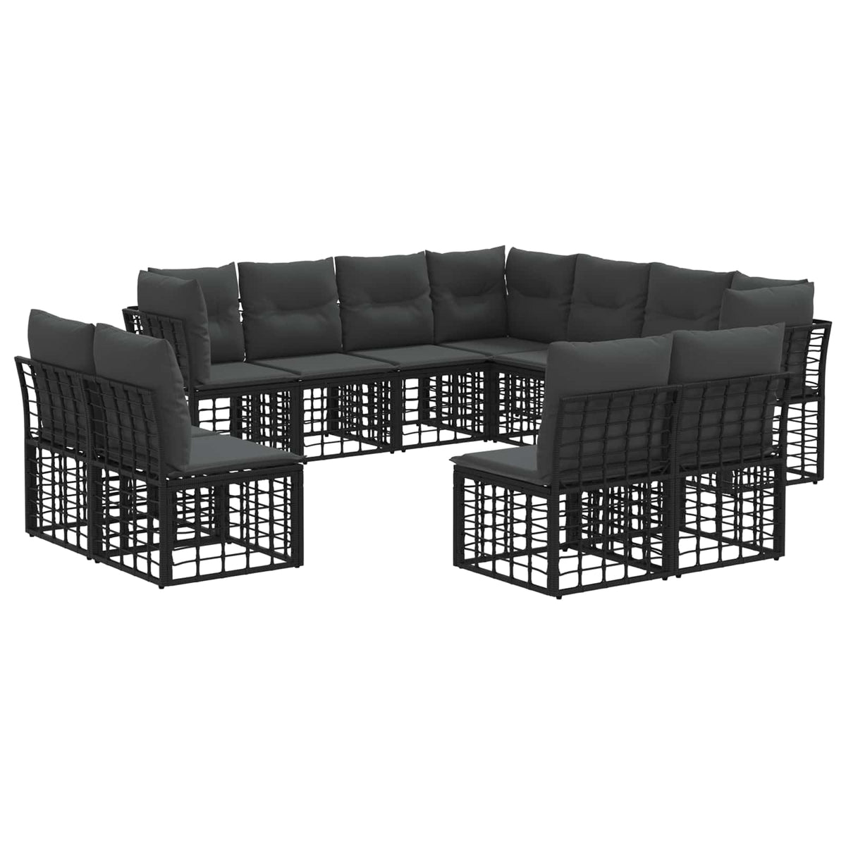 vidaXL Buiten bankenset Zwart Polyester