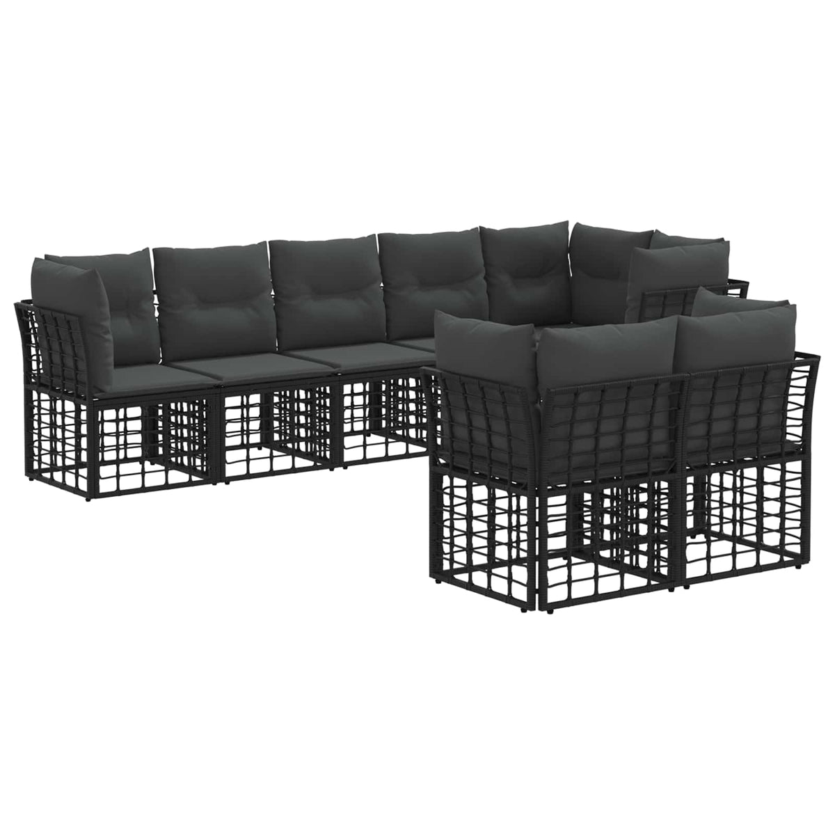 vidaXL Buiten bankenset Zwart Polyester