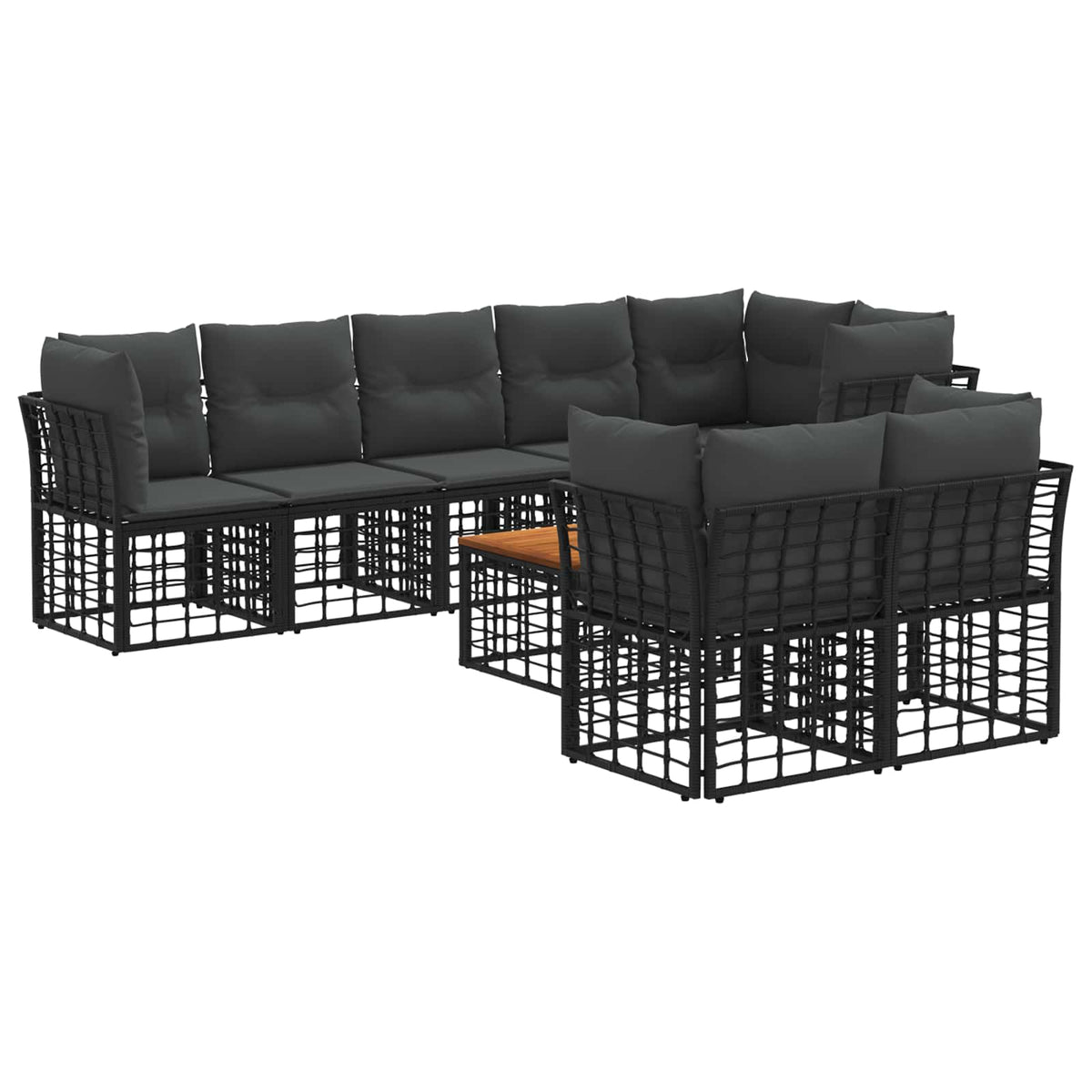 vidaXL Buiten bankenset Zwart Polyester