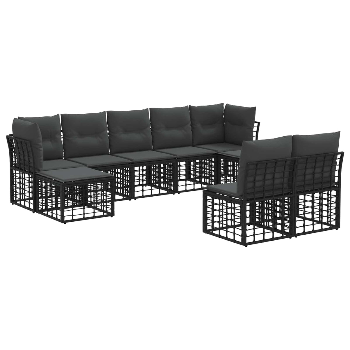 vidaXL Buiten bankenset Zwart en Donkergrijs Polyester