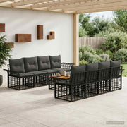 vidaXL Buiten bankenset 9 st Zwart en Donkergrijs poly rattan