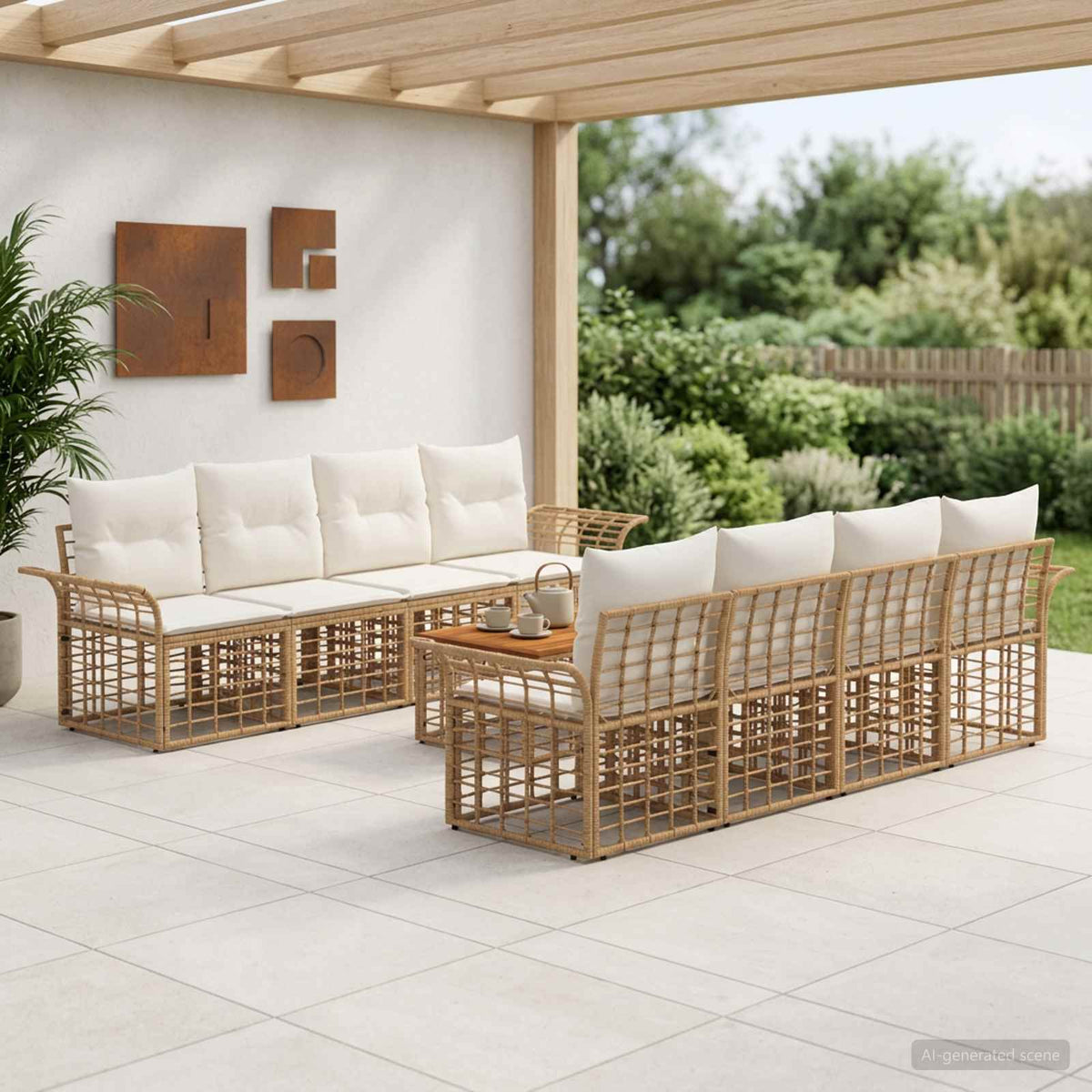 vidaXL Buiten bankenset 9 st Zwart en Donkergrijs poly rattan