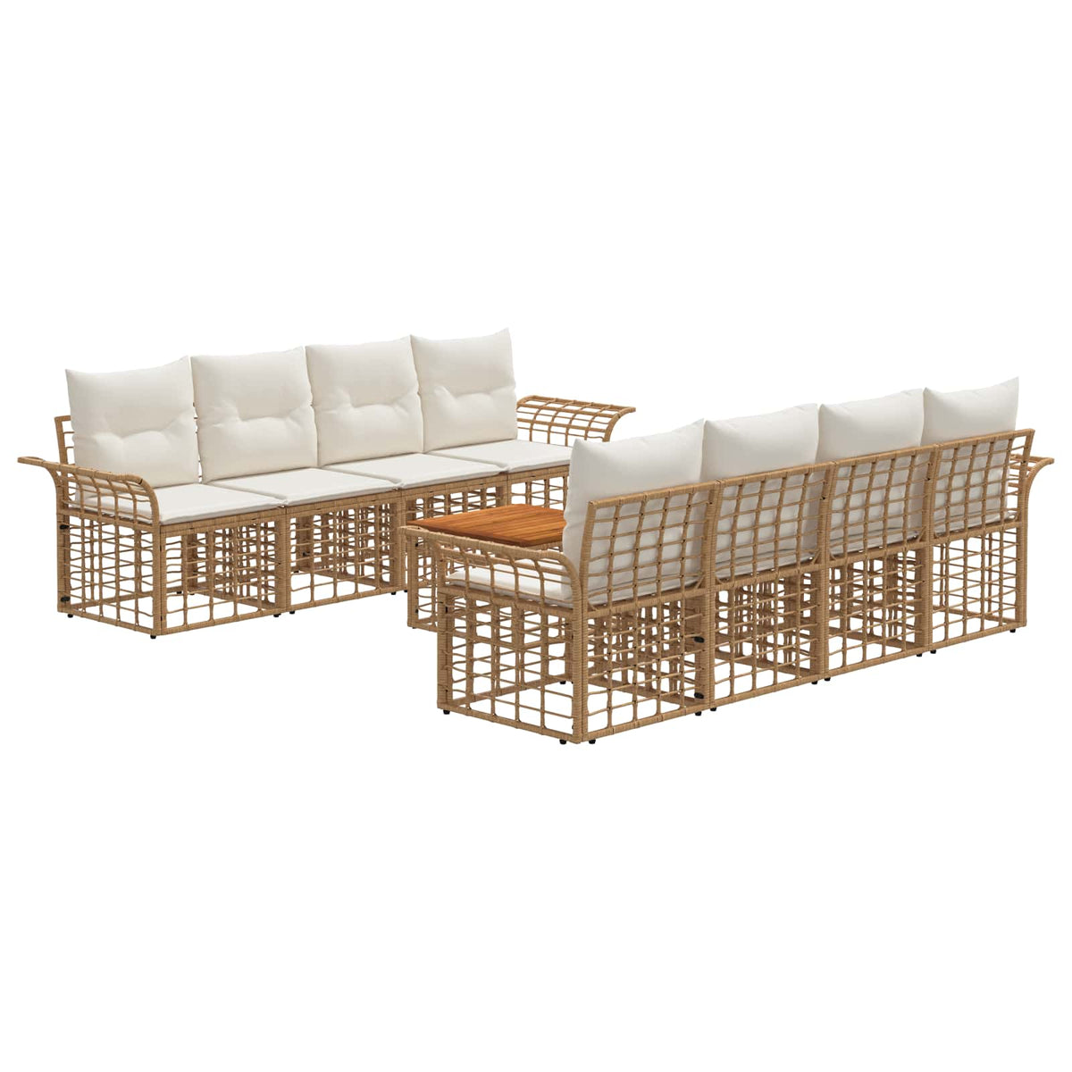vidaXL Buiten bankenset 9 st Zwart en Donkergrijs poly rattan