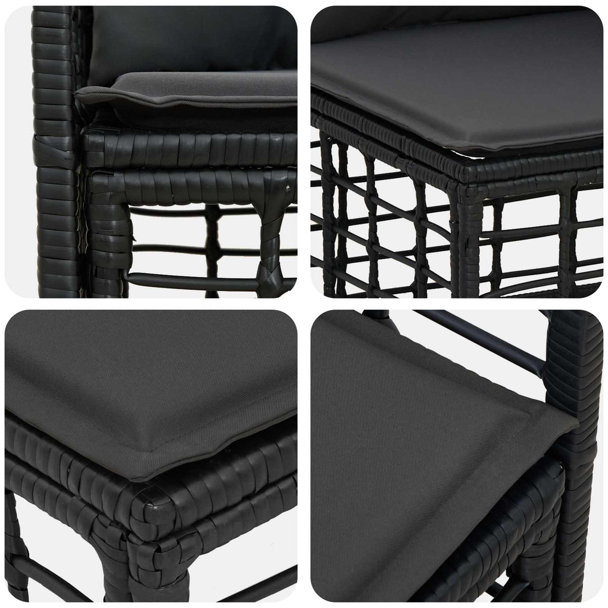 vidaXL Buiten bankenset 8 pcs Zwart en Donkergrijs Polyester
