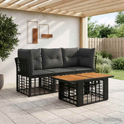 vidaXL Tuinbankenset 4 st Zwart en Donkergrijs poly rattan
