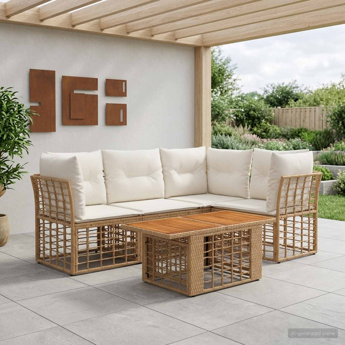 vidaXL Tuinbankenset 4 st Zwart en Donkergrijs poly rattan