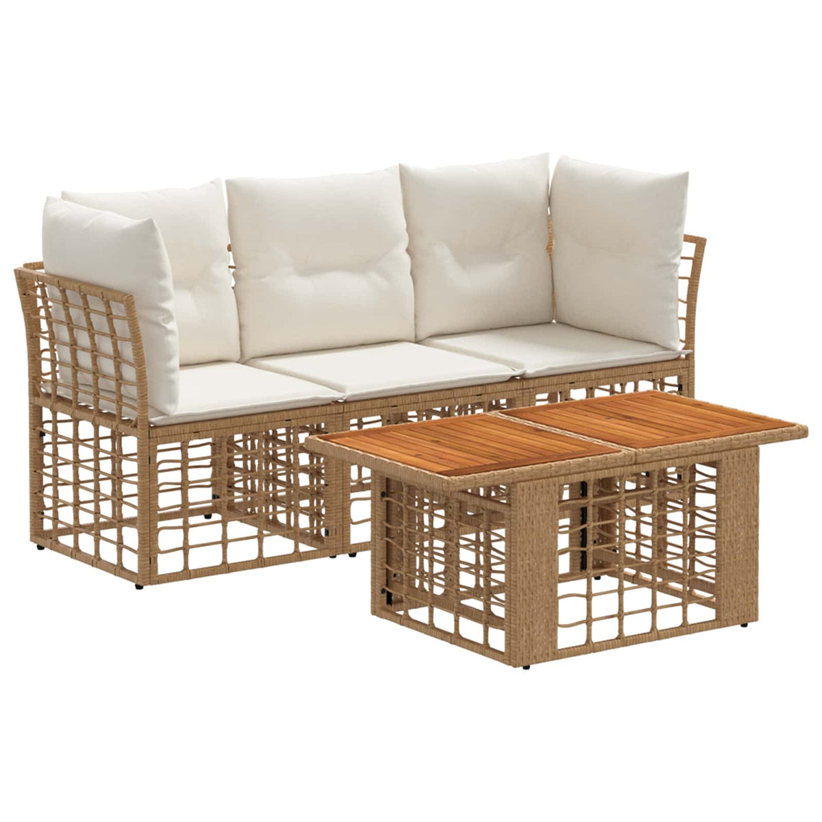 vidaXL Tuinbankenset 4 st Zwart en Donkergrijs poly rattan