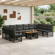 vidaXL Tuinbankenset 11 st Zwart en Donkergrijs poly rattan