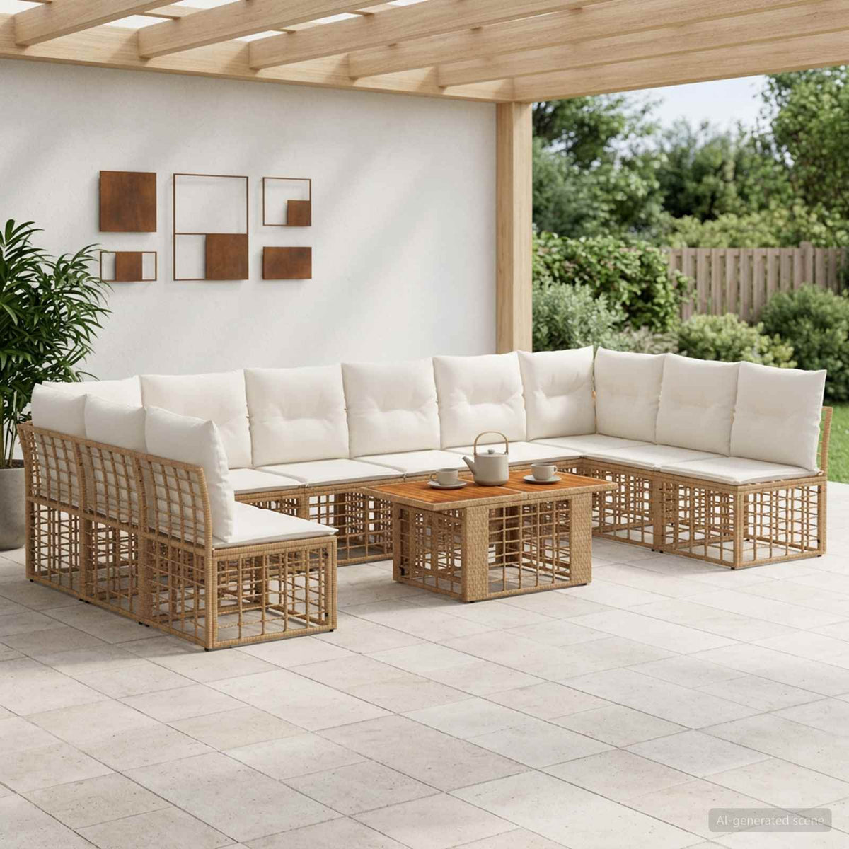 vidaXL Tuinbankenset 11 st Zwart en Donkergrijs poly rattan