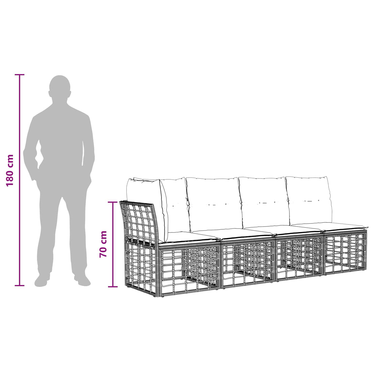 vidaXL Tuinbankenset 11 st Zwart en Donkergrijs poly rattan