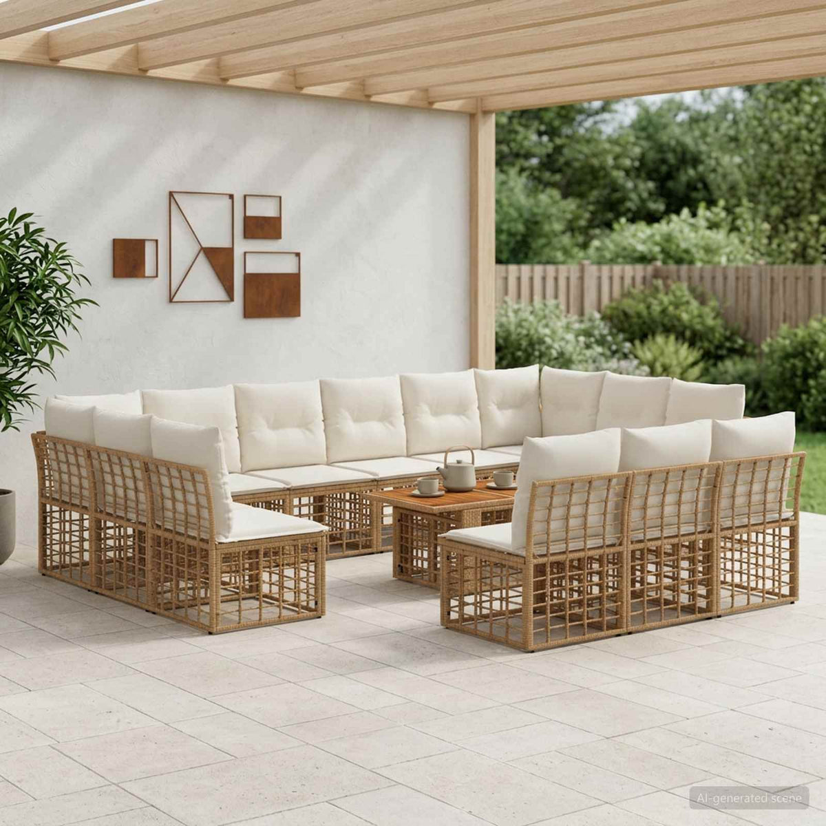 vidaXL Tuinbankenset 14 st Zwart en Donkergrijs poly rattan