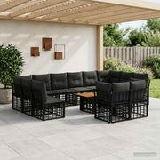 vidaXL Tuinbankenset 13 st Zwart en Donkergrijs poly rattan