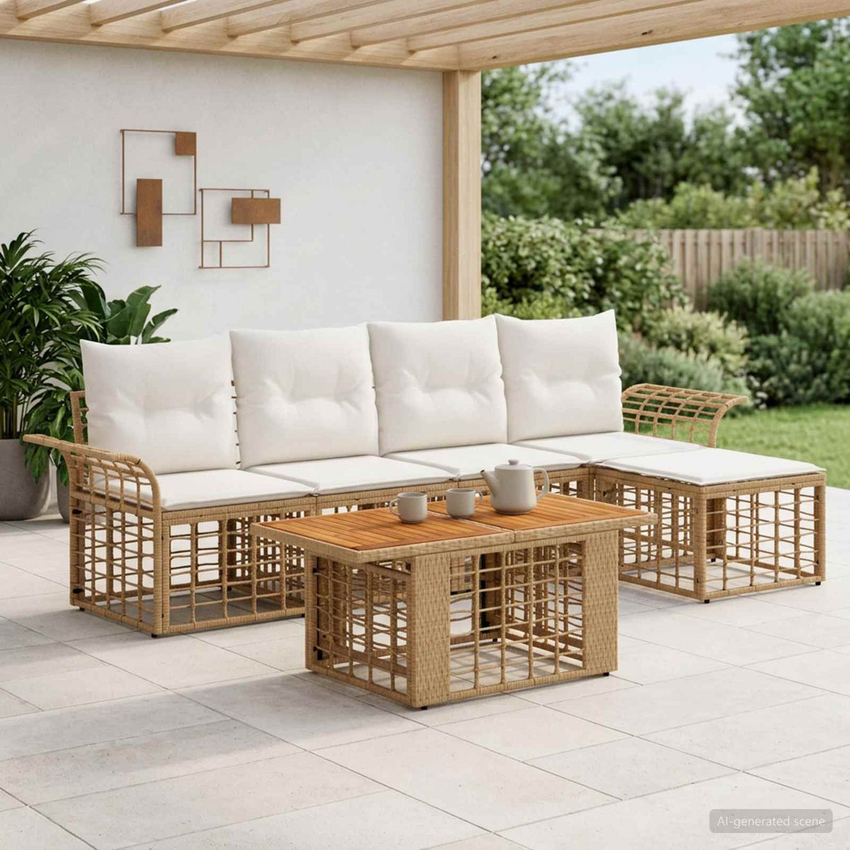 vidaXL Tuinbankenset 6 st Zwart en Donkergrijs poly rattan