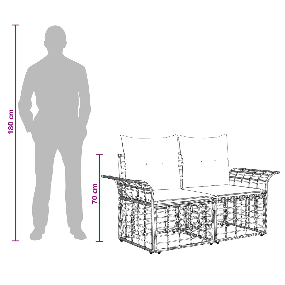 vidaXL Tuinbankenset 6 st Zwart en Donkergrijs poly rattan
