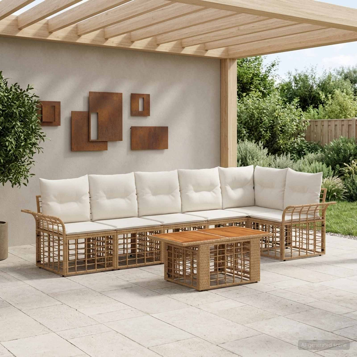 vidaXL Tuinbankenset 7 st Zwart en Donkergrijs poly rattan
